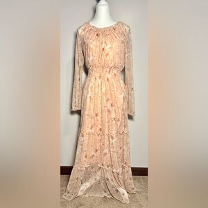 NWOT Kate and Lily Floral Peach Long Sleeve Dress